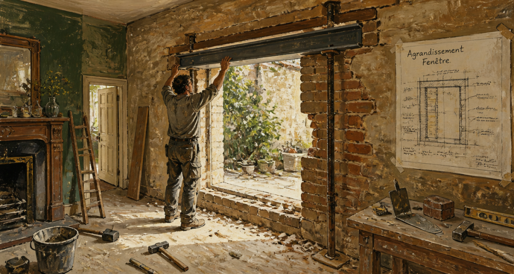 Agrandir fenetre mur porteur en travaux