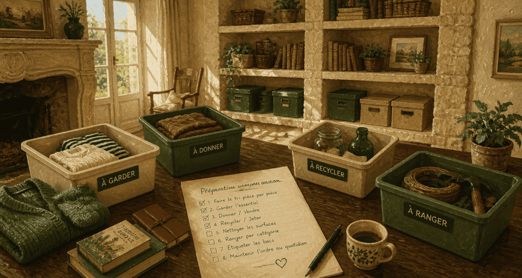 aide rangement maison salon checklist bacs tri