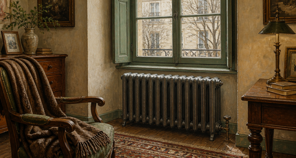 radiateur à inertie comparatif dans un salon ancien