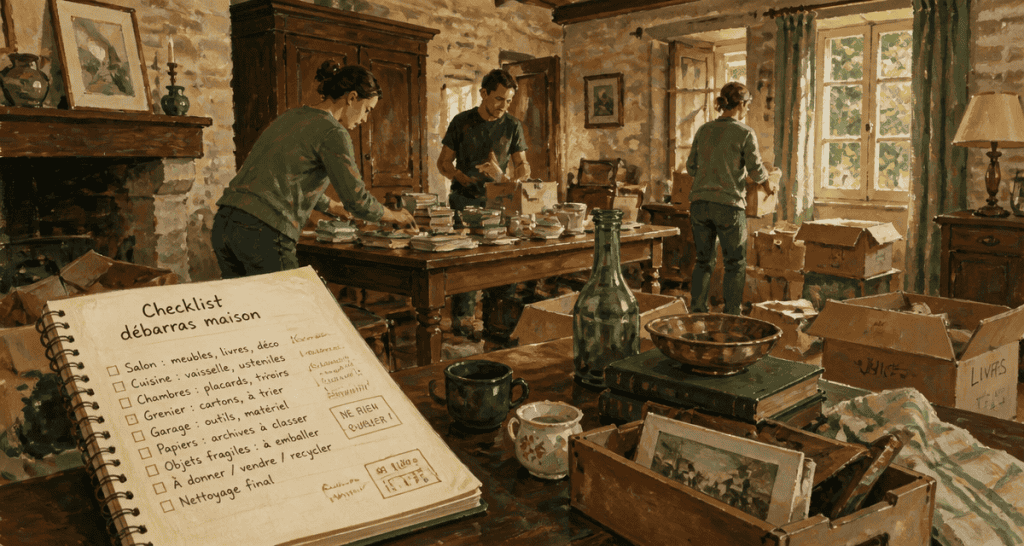 Vidage maison salon ancien équipe