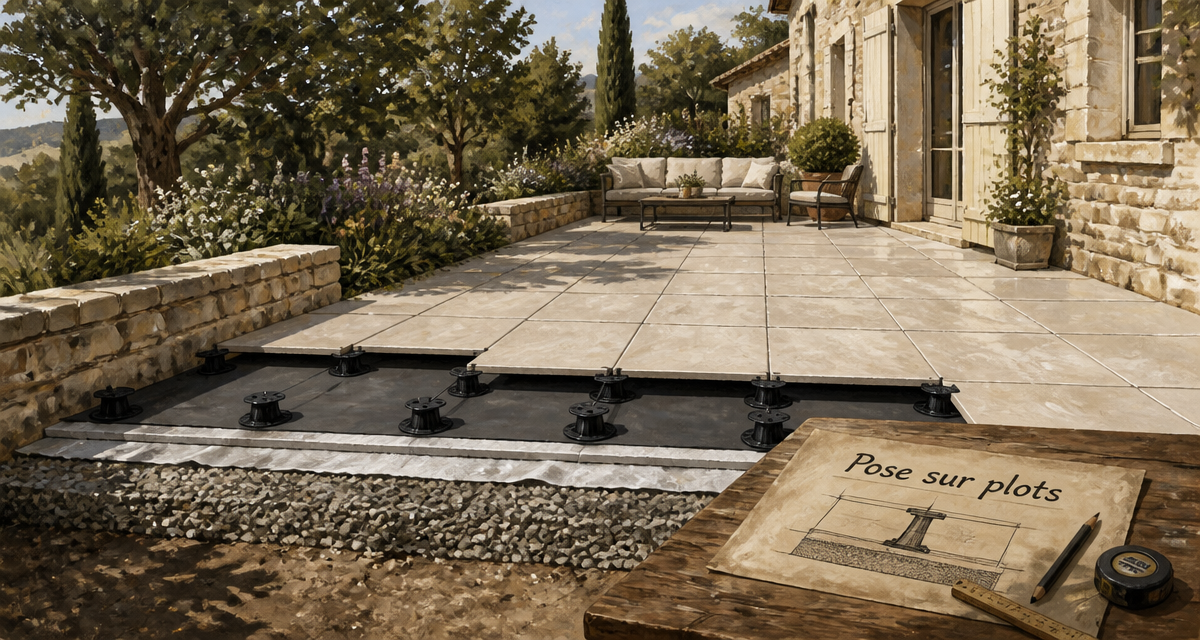 carrelage sur plot inconvenients vue pose terrasse