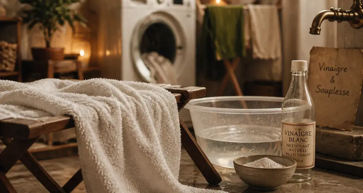 Comment avoir des serviettes de toilette moelleuse sans sèche-linge, serviette éponge et vinaigre