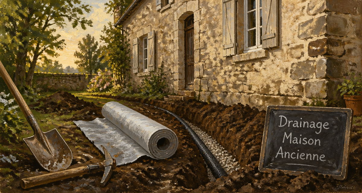drainage maison ancienne prix tranchée outils