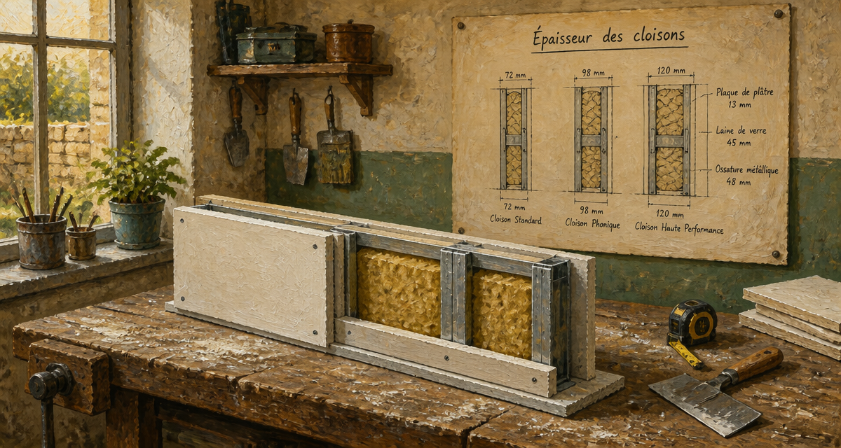 epaisseur cloison placo coupe ossature