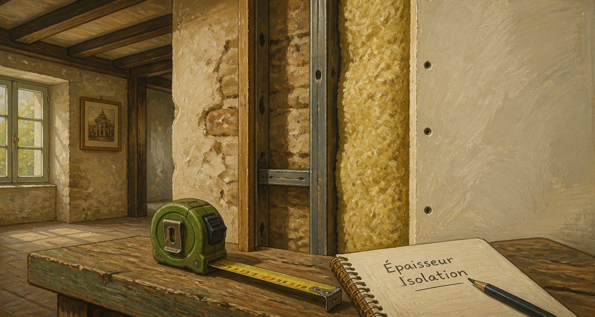 Epaisseur isolation placo vue mur sectionné