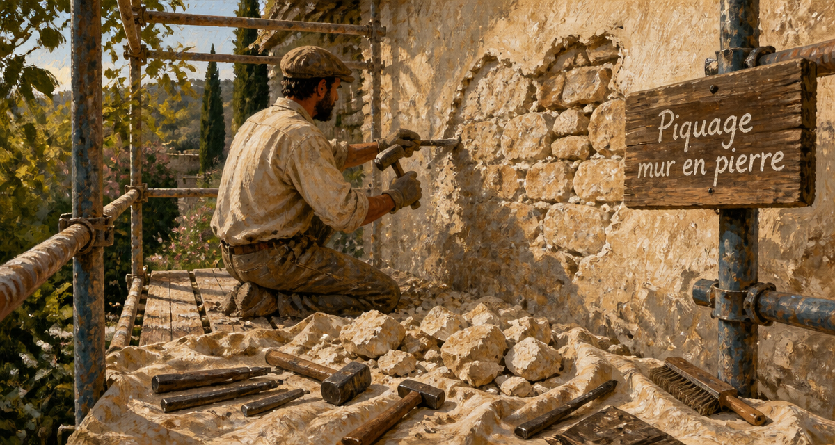 prix piquage mur en pierre m2 artisan en action