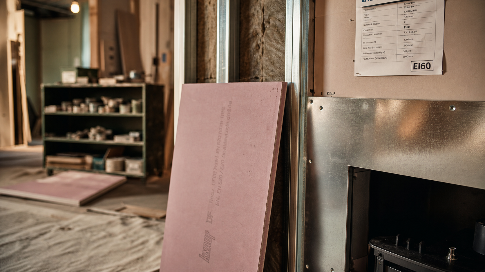 plaque anti feu brico dépôt ignifuge sur chantier