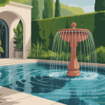 cascade parapluie fontaine dôme eau jardin piscine