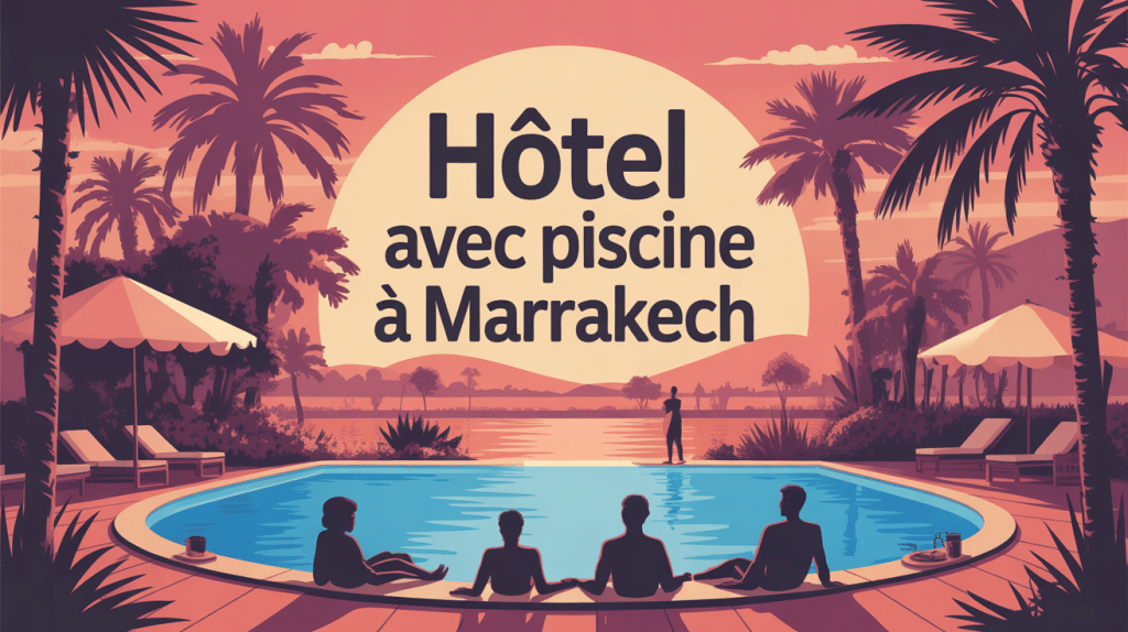 hotel piscine marrakech illustration oasis luxe piscine palmiers