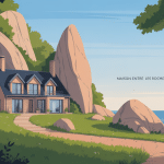 maison entre les rochers en Bretagne, illustration douce