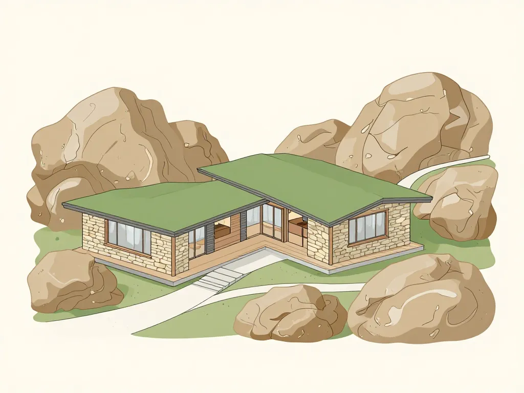 maison entre les rochers architecture moderne intégrée