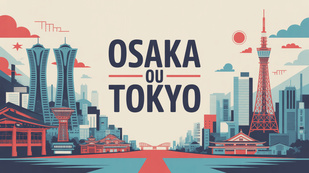 osaka ou tokyo illustration symboles bâtiments villes japon
