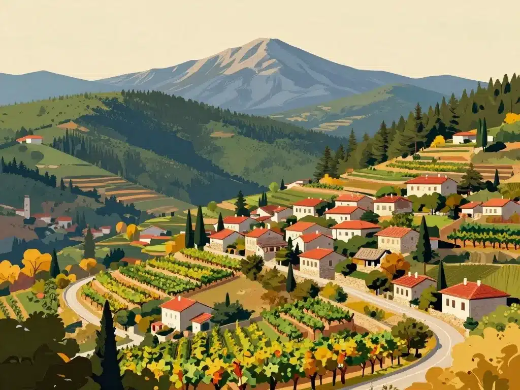 paysage chypre montagnes villages forêts vignes