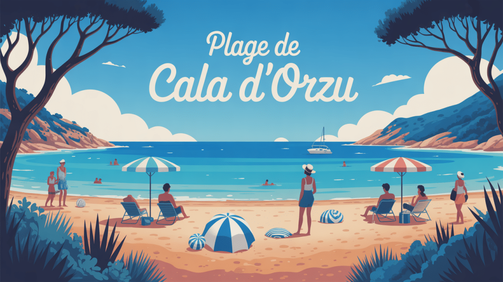 illustration plage de cala d'orzu ambiance estivale