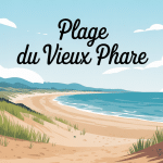 Vue panoramique plage du Vieux Phare avec phare ancien