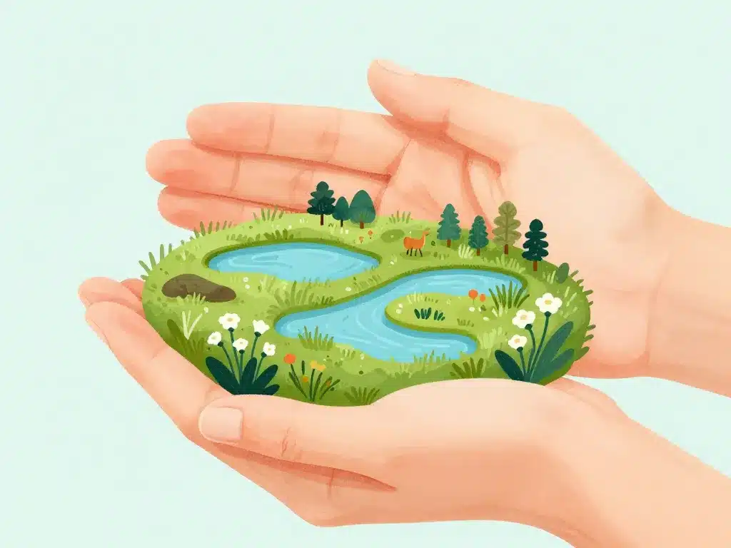 Main protégeant les pozzi corse et la flore alpine