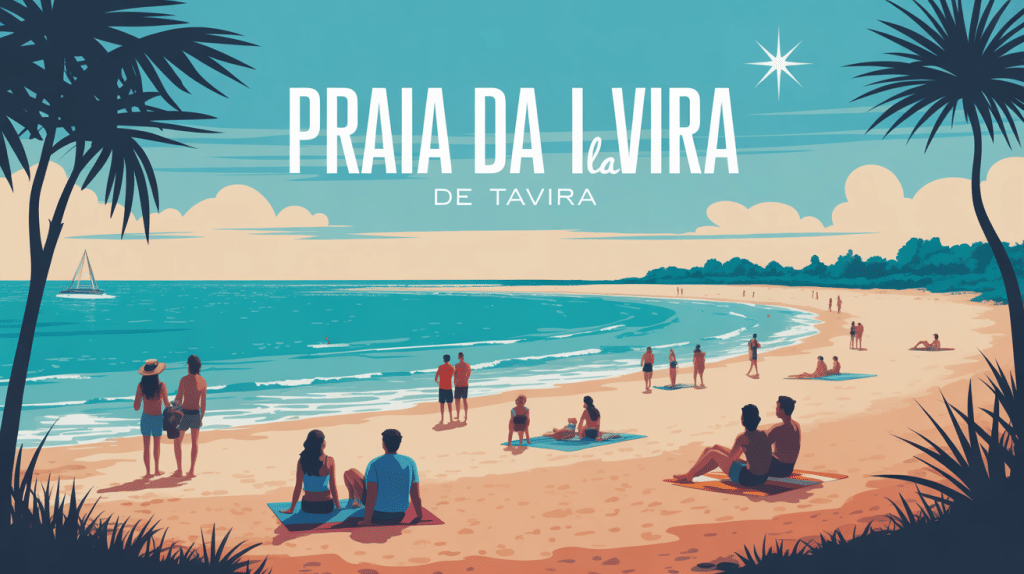 vue stylisée de praia da ilha de tavira, sable, mer et île