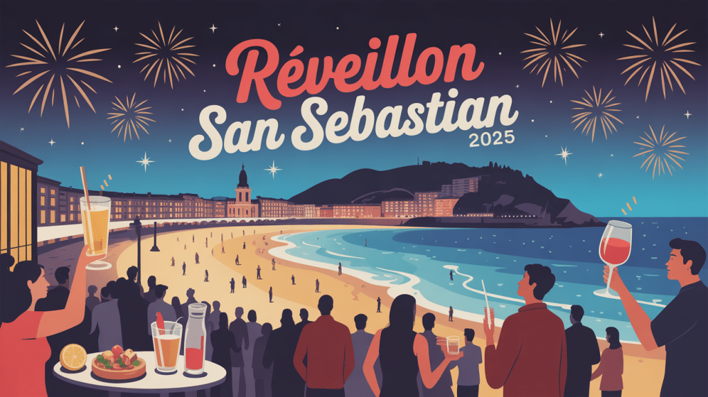réveillon san sebastian 2024 2025 illustration festive de la ville