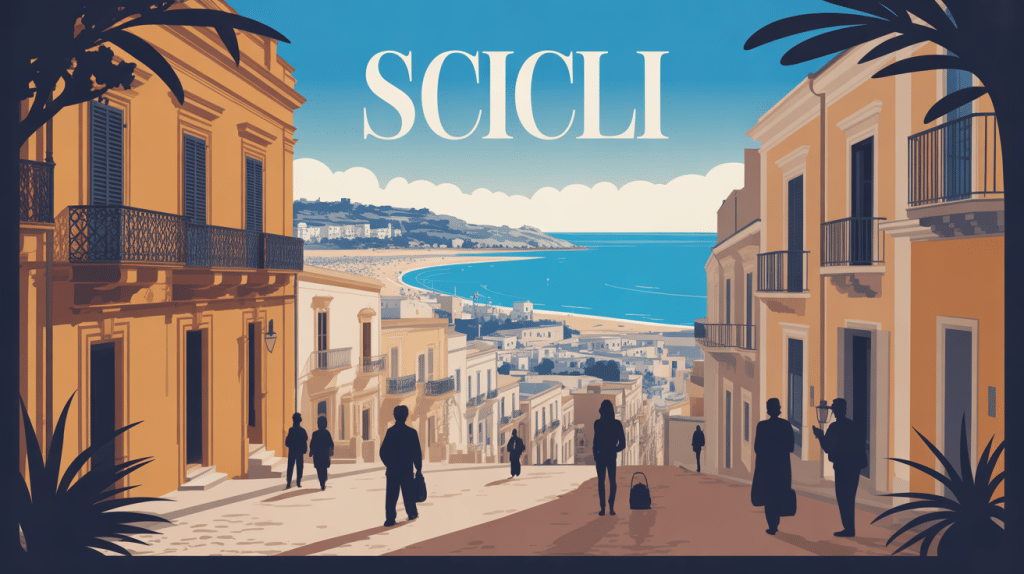 Vue authentique de Scicli entre collines et mer