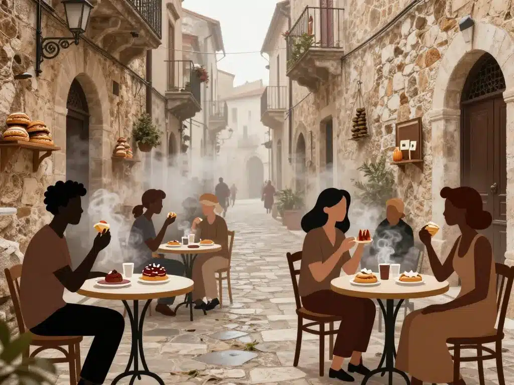 sicile erice pâtisseries ambiance café village