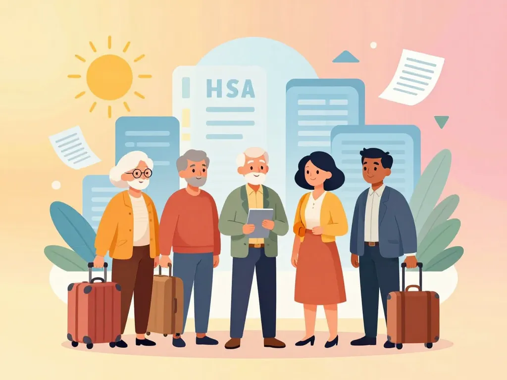 vacances retraites arrco illustration groupe seniors