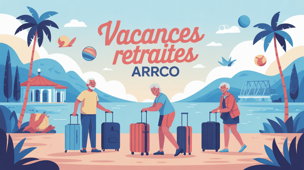 vacances retraites arrco illustration seniors valises