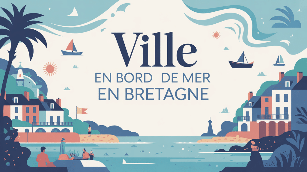 illustration ville bord de mer bretagne moderne