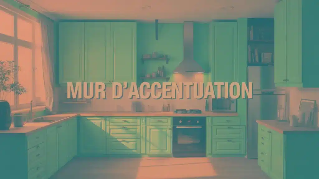 Mur d'accentuation peint en vert forêt dans une cuisine