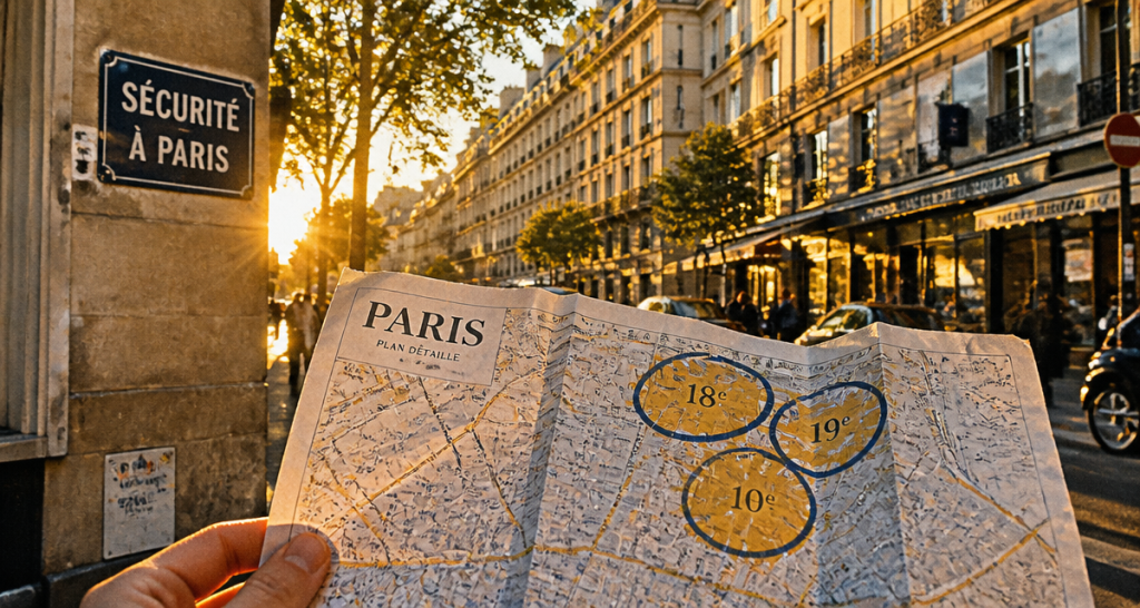 carte quartier dangereux paris sur boulevard au coucher du soleil
