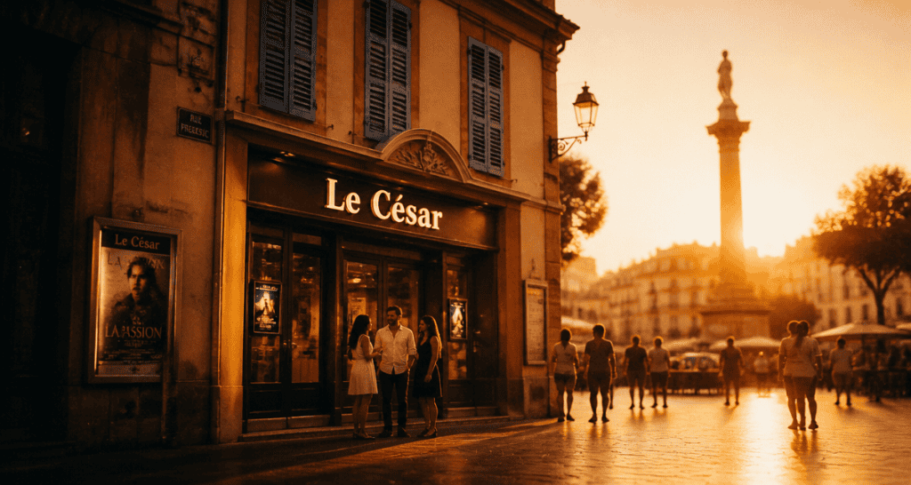 cinema marseille le cesar facade au coucher de soleil