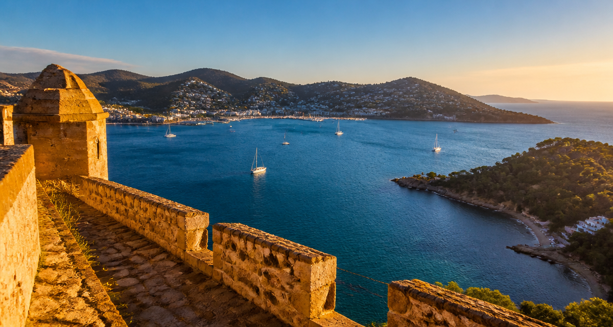 Que faire à Rosas vue Citadelle sur baie Méditerranée