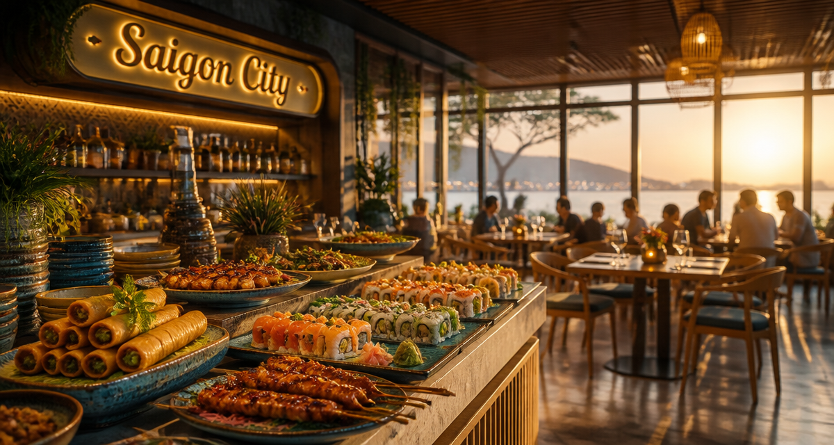 buffet asiatique saigon city puget/frejus au crépuscule