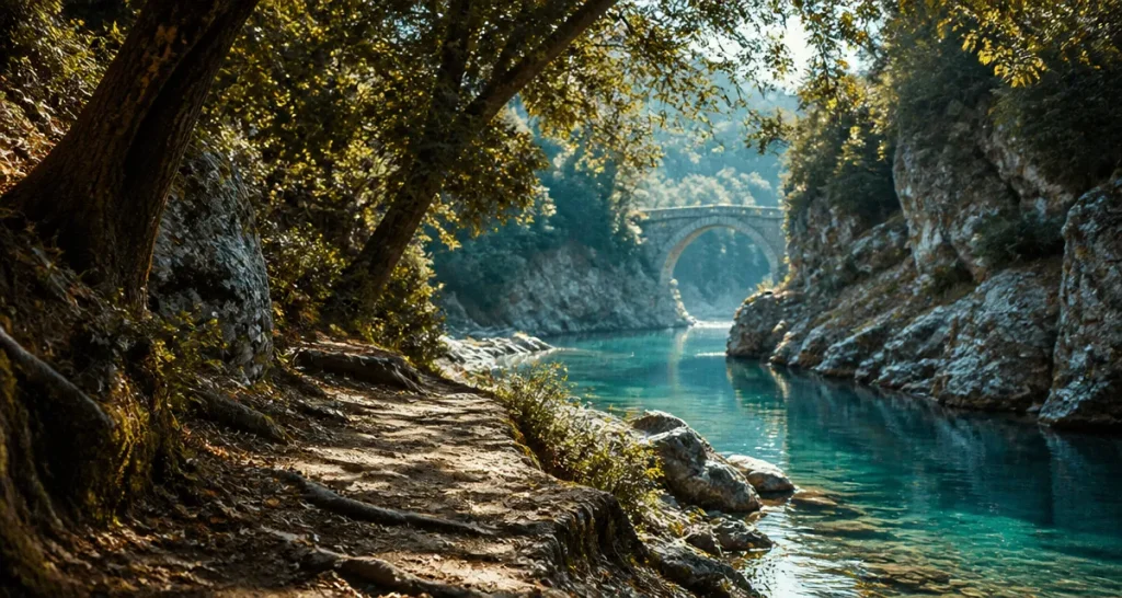 Circuit du val de siagne : sentier près du Pont de Tuve au bord de la Siagne