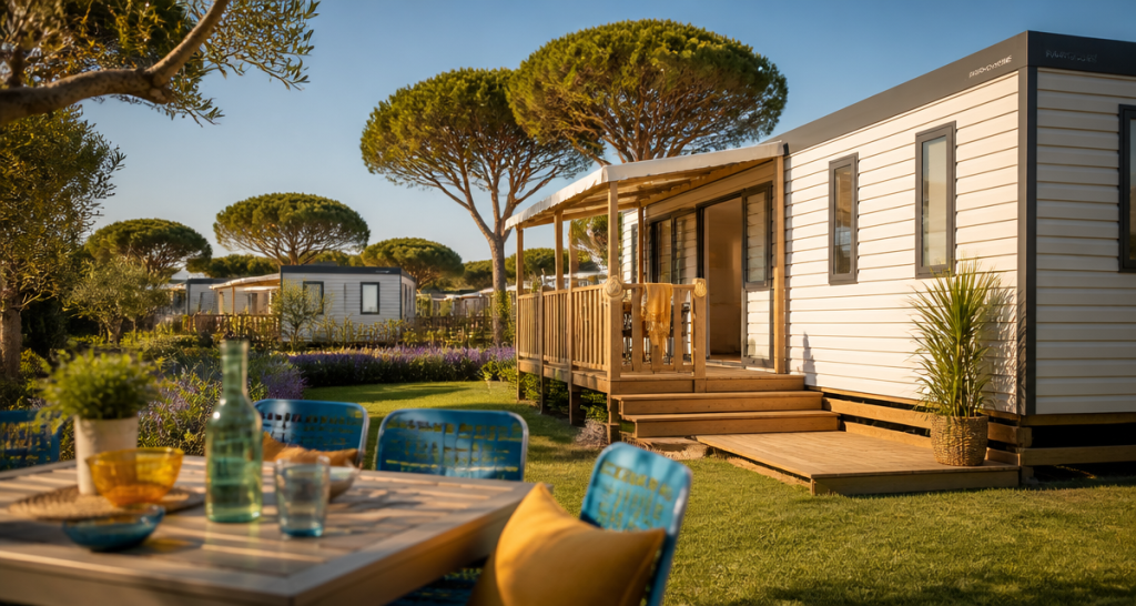 tarif location mobil home à lannée terrasse bois