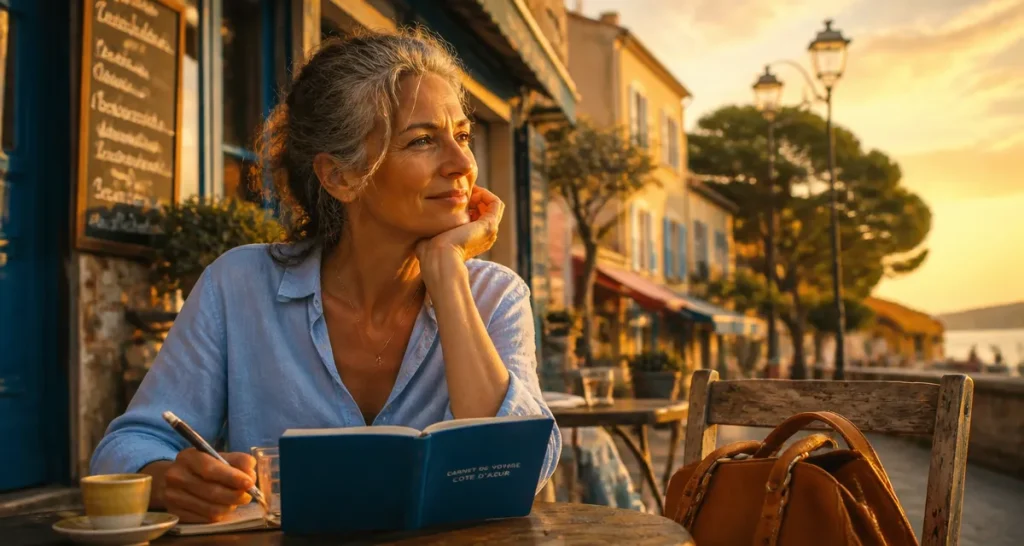 voyager seule femme 50 ans terrasse méditerranée