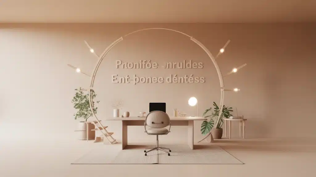 bureau zen minimaliste, concentration et sérénité
