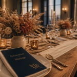 decos de mariage table terracotta et bleu nuit