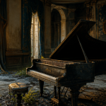 Piano rouillé dans un hotel abandonné