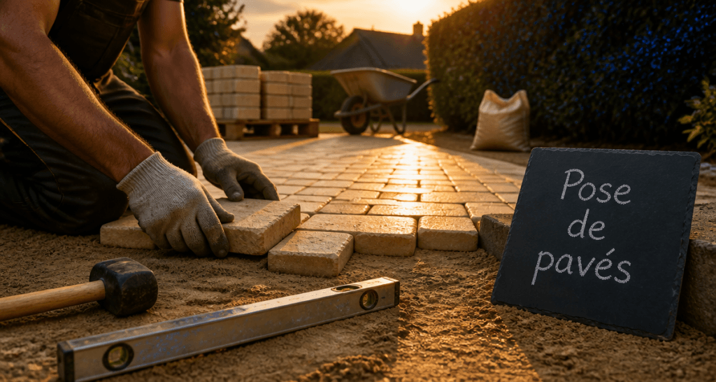 prix pose pavé m2 sans fourniture allée jardin