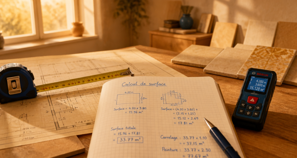 comment calculer une surface avec outils plans et calculs