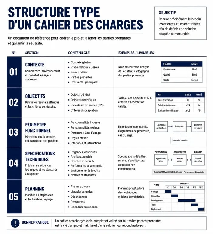Structure type d'un exemple de cahier des charges pour projet