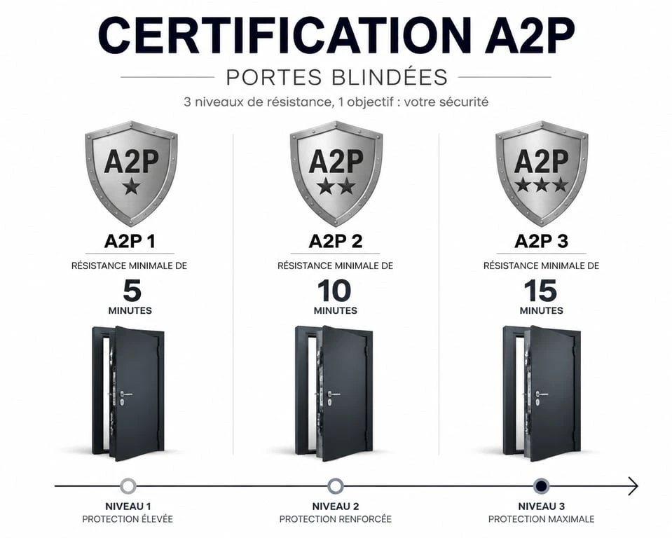 Niveaux de certification A2P pour porte blindée appartement et temps de résistance
