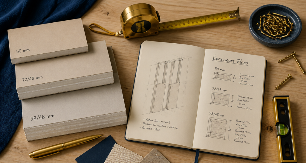 epaisseur cloison placo echantillons et outils artisan