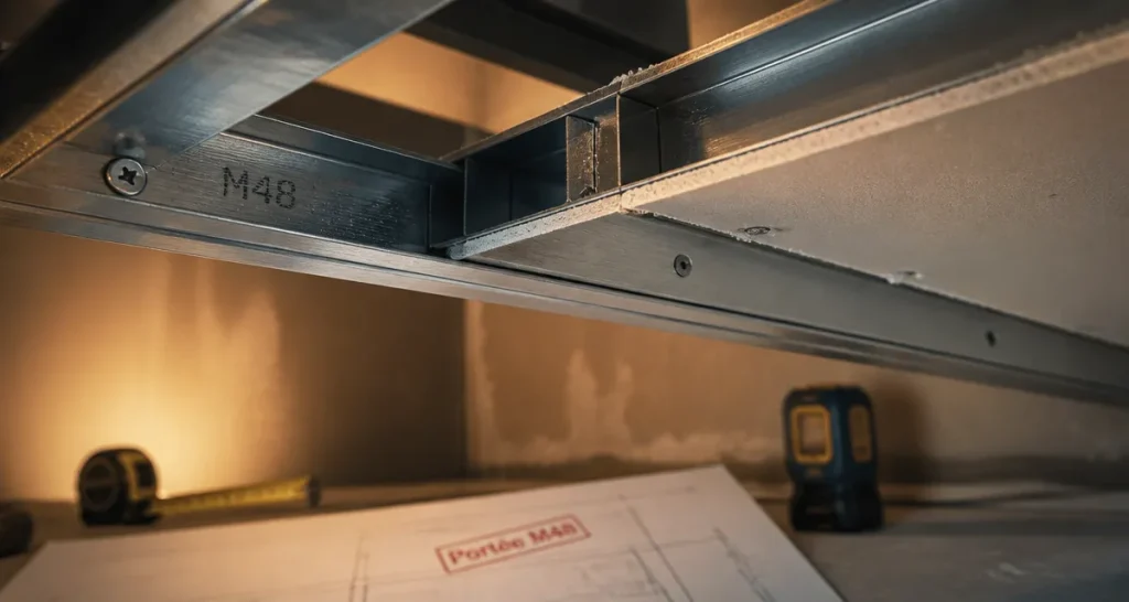 Portée maximum plafond autoportant M48, ossature métallique