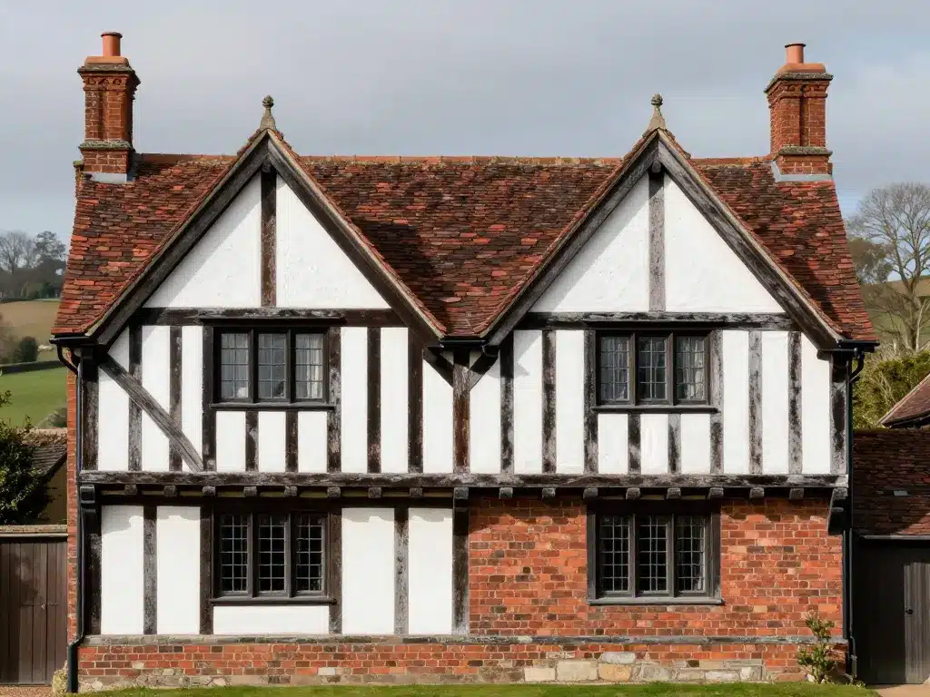 façade architectural style tudor matériaux et colombages