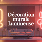 illustration décoration murale lumineuse appliques néons LED guirlandes cadres