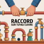 illustration raccord sur tuyau cuivre avec outils et tubes