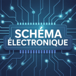 Illustration moderne schema electronique avec symboles de composants