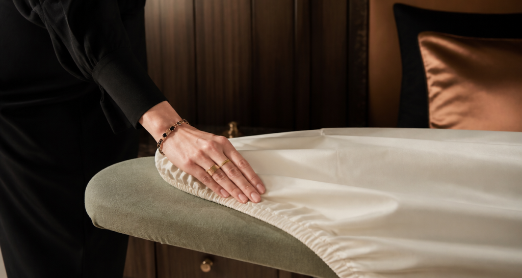 comment repasser un drap housse sur table à repasser