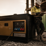 groupe electrogene chantier sur chantier matinal